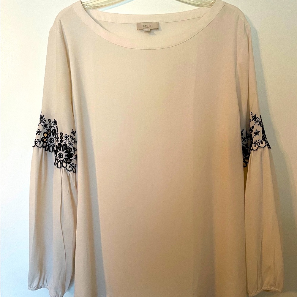Loft Blouse with Navy Blue Pattern